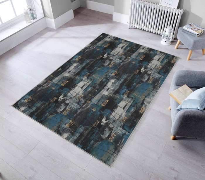 Conceptum Alfombra para Pasillo 100x150 cm, Poliéster, Impresión 3D, Lavable a Máquina, Antideslizante